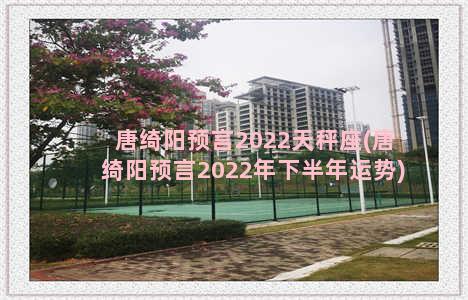 唐绮阳预言2022天秤座(唐绮阳预言2022年下半年运势)